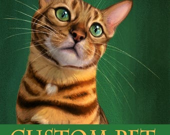 Pet Portrait. Custom Cat Portrait Painting. Cat Portrait.