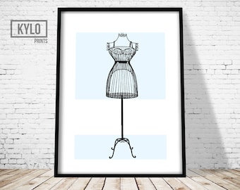 Fashion Print, Wall Art, Home Decor, French Dress Form, Mannequin Print, Fashion Art, Fashion Printable, Dress Form Print, Printable Art