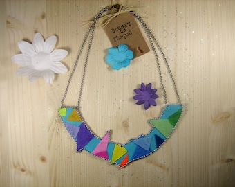 Necklace "Geometric cutouts" colored felt