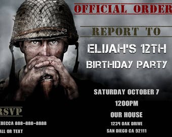 Call of Duty WWII Birthday Invitation - Personalized