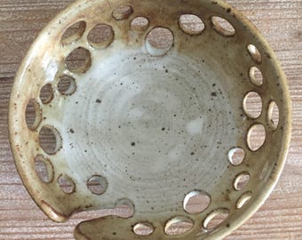 Vintage Pottery Bowl w/ holes • Studio Pottery Bowl • Ceramic Bowl woth Holes • Yarn Bowl Pottery