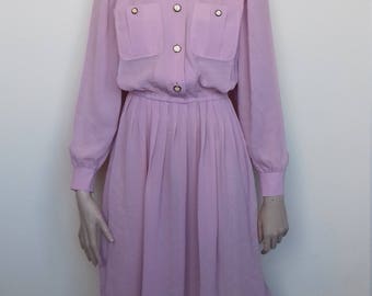 Lovely dusky pink sheer dress by Leslie Fay - Size 10/12