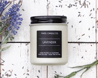 All Natural, Soy Wax, Eco Friendly, Luxury, Lavender Scented Candle // Hand Poured and Handmade in California