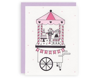 Cupid's Trolley - Letterpress Greeting Card