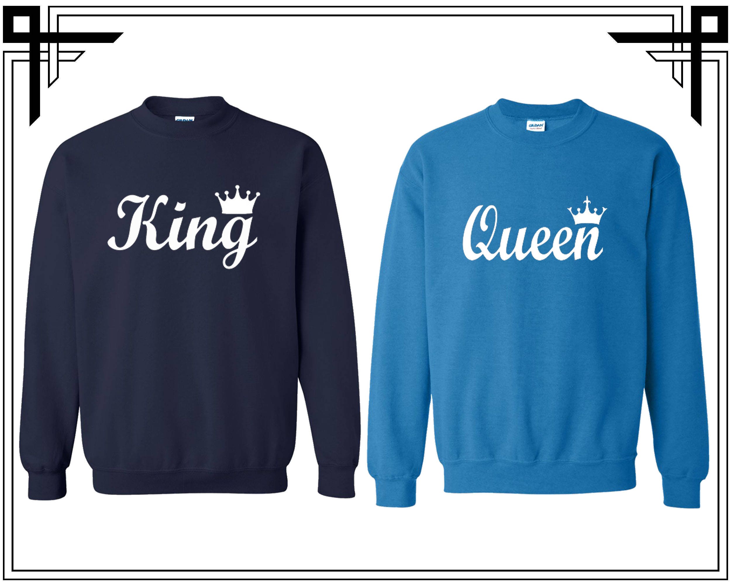 King Queen Couple Crewneck Sweater Crewneck Sweatshirt Sweater