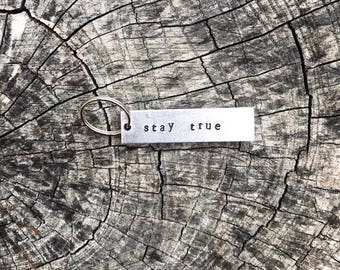 Rectangle Hand-Stamped Personalized Keytag, Handmade Personalized Keychain, Custom Keychain