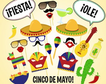 Printable Mexican Fiesta Photo Booth Props, Mexican Fiesta Party Photobooth Props , Mexico Photobooth, Mexican Printable Props , Fiesta Them