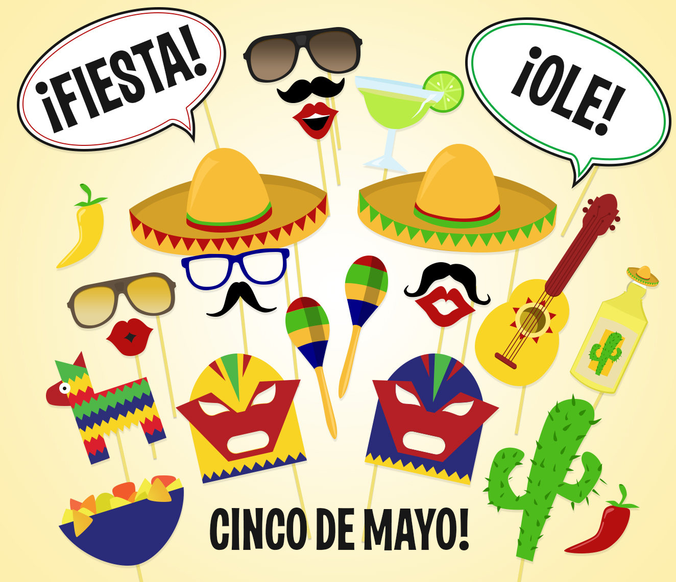 Printable Mexican Fiesta Photo Booth Props Mexican Fiesta