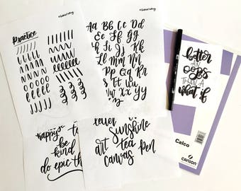 Brush Lettering, Hand Lettering, Brush Calligraphy, Hand Lettering Kit, Lettering, Learn Lettering, Lettering Worksheets, Brush Pen