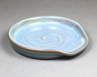Denim Blue, Spoon Rest, Ceramic Spoon Rest, Pottery Spoon Rest, Handmade Spoon rest, Kitchen Spoon holder