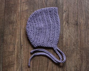 Hand Crochet Baby Bonnet in White
