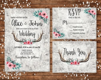 Rustic Forest Digital Wedding Invitation Set