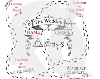 Personalized Harry Potter Maurader's Map inspired pop-up wedding card