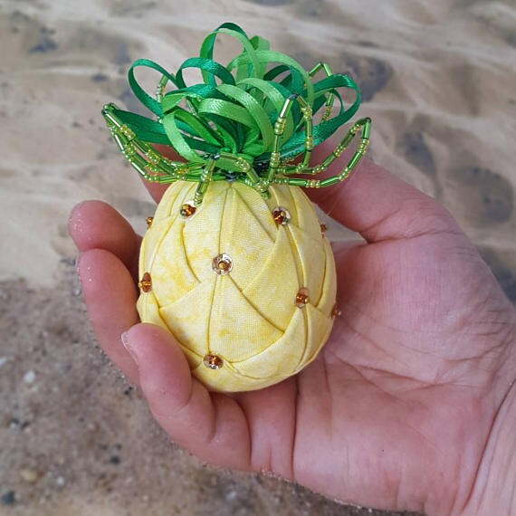 Pineapple Quilted Figurine Handmade Fabric Pineapple