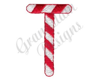 Candy Cane Letter T - Machine Embroidery Design