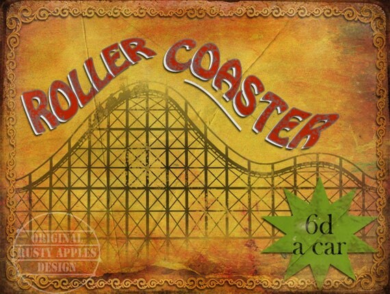 Roller Coaster Vintage Style Funfair Fairground Metal Sign