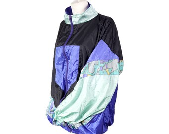 90s hip hop vintage clothing•Vintage windbreaker•90s hipster jacket•Graphic print tracksuit jacket•Polyamide 90s mens windbreaker•Miauhaus