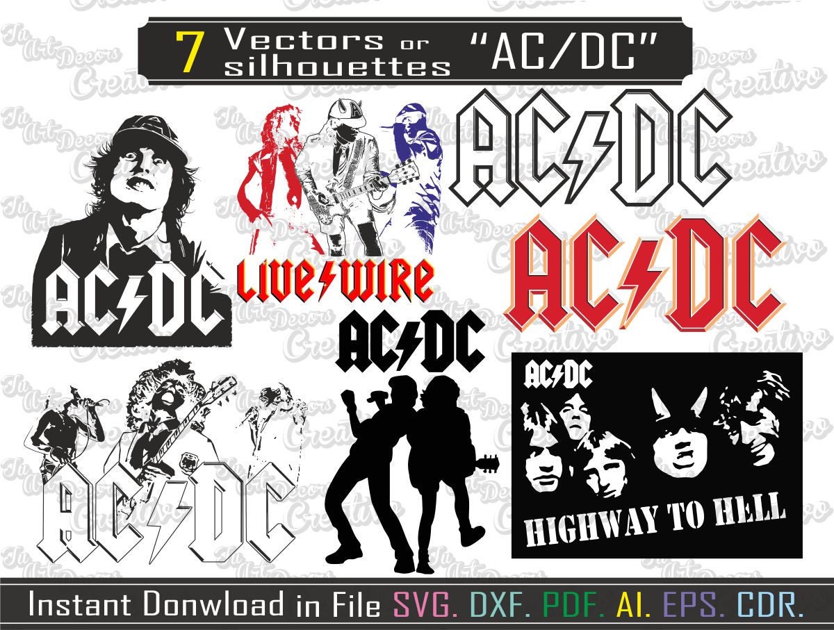 AC/DC svg vector dxf, digital vector art vinyl, vector cut design ...