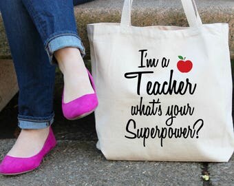 I'm a Teacher what's your Superpower Canvas Tote Bag