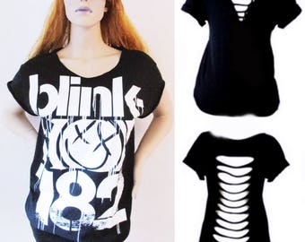 Blink182 cut out back shirts S-XL