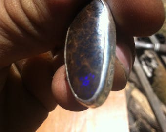 Sweet boulder opal necklace with purple fire