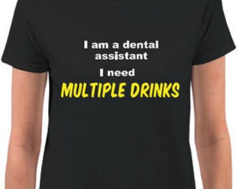 Adult Women's Dental Assistant Black T-shirts