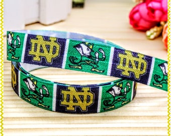 Notre Dame Ribbon, Elastic Ribbon,College Ribbon, Team Ribbon, Ribbon By The Yard, Fold Over Elastic, Football Ribbon, Sports Ribbon