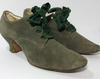 1900-10's | Sorosis Green Pumps | Edwardian | modern size 6-6.5 narrow