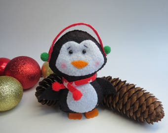 Christmas Pinguin Ornament, Christmas Tree Ornament, Christmas Decoration, Felt Ornament