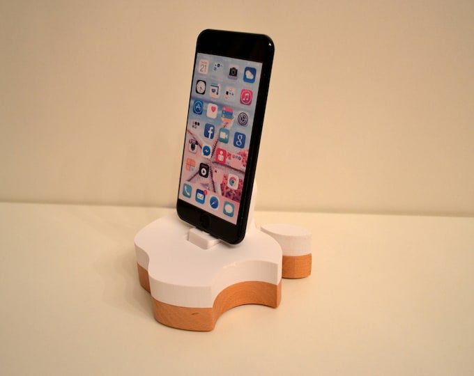 iphone charging station docking station stand, IDOQQ Apple Wood Station, iphone 5, 6, 7, 8 ipad stand Valentine's Gift phone stand present