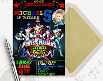 Power Rangers,Power Ranger Invitation,Power Rangers Birthday,Power Ranger Party,Power Ranger Birthday Invitation,Power Rangers Dino Charge
