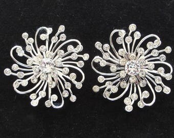 Sarah Coventry Silver Rhinestone Earrings Set-- #29