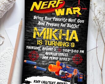 NERF Invitation, NERF Party Invitation, NERF Invite, Nerf Birthday, Nerf Birthday Invite, Nerf Party, Nerf Birthday Invite, Nerf printable