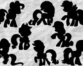 8 MyLittlePony Silhouettes | My Little Pony SVG cut files | cliparts | printable | print | cut files | vectors | digital | vinyl design