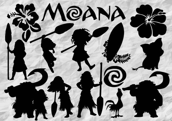 14 Moana Silhouettes Moana SVG cut files Moana printable