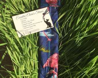 Reusable Upcycled Straw Pouches/Holders Flamingos