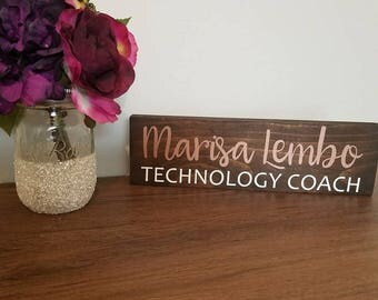 Personalized Desk Name Plate | Teacher Desk Sign | Wood Teacher Name Plate | Custom Office Name Sign | Gift For Teachers