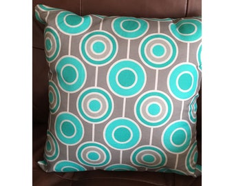 Abstract Reto Aqua and Gray Pillow Throw Pillow