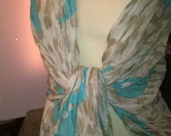Viscose and cotton ruffled scarf