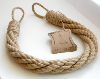 Thick Jute Rope Curtain Tiebacks-Shabby Chic ties-Nautical Decor-Industrial holdbacks