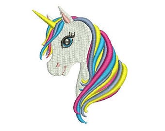 Unicorn head machine embroidery designs applique Rainbow