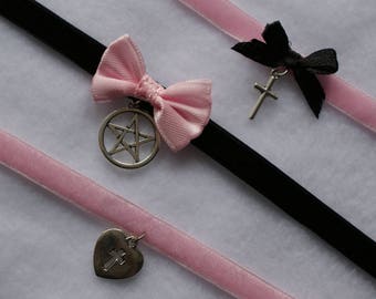 Pink and Black Pastel Goth Choker