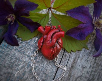 Human heart pendant Anatomical heart necklace