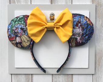 Beauty and the Beast Mickey Ears. Stained Glass Ears. Belle Mickey Ears..