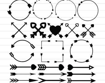 INSTANT DOWNLOAD - Arrow Monogram Frame Svg, Arrows Frames Svg, Arrows Monogram Svg, Arrow Svg, Arrow Clipart, Arrows Digital Cut File