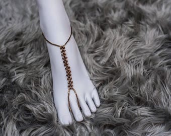 Copper metallic anklet/ barefoot sandals