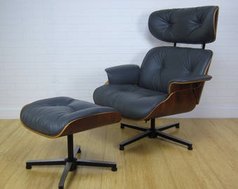 Mid Century Modern Eames Style Plycraft Lounge Chair and Ottoman