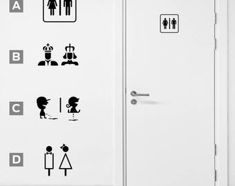 Toilet Sign, Bathroom Sign, Restroom Door Decal, WC Vinyl Sticker, WC Sign, Vinyl Toilet Decal, Vinyl Sticker, Man and Woman Sign, Part 8