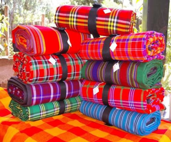 Masai Shuka Kenya maasai blanket African throw wrap checked