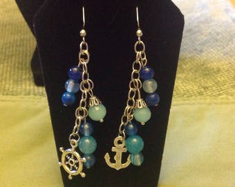 Sea Falls - Blue and Silver Dangle Earrings - Unique Designs by Rachelle